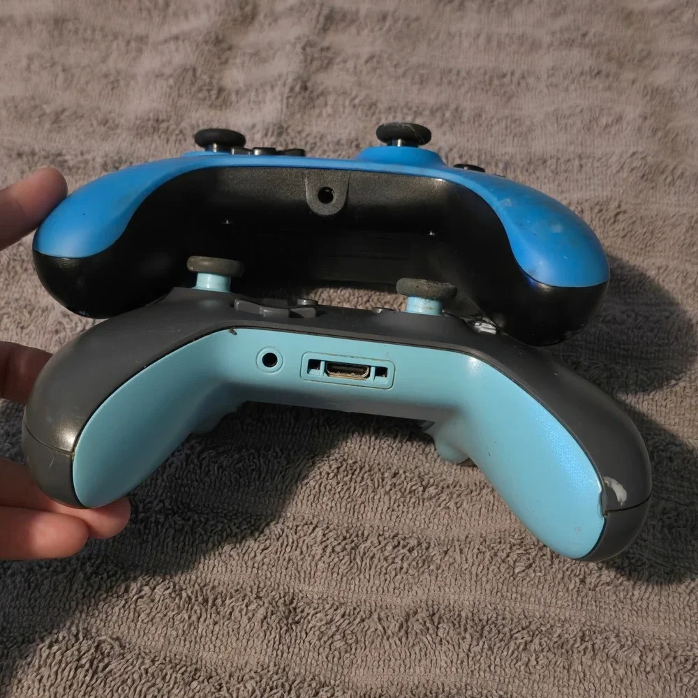 Microsoft PowerA Xbox One Controller Lot 2pc Blue Grey For Parts Repair